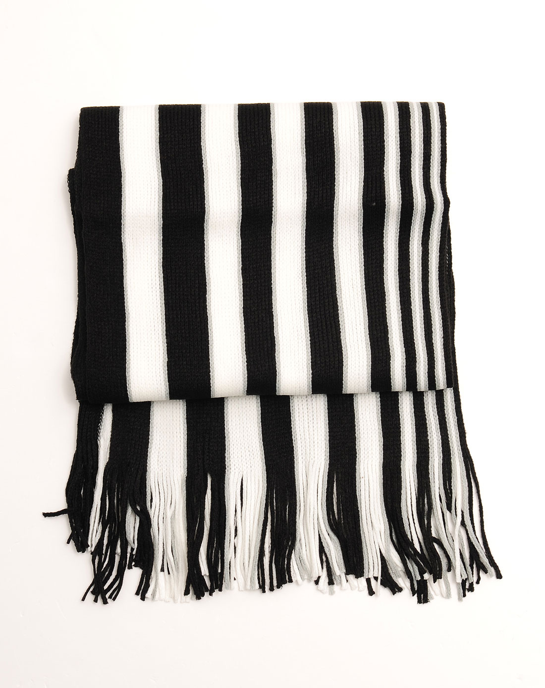 女款黑白灰色宽条纹围巾