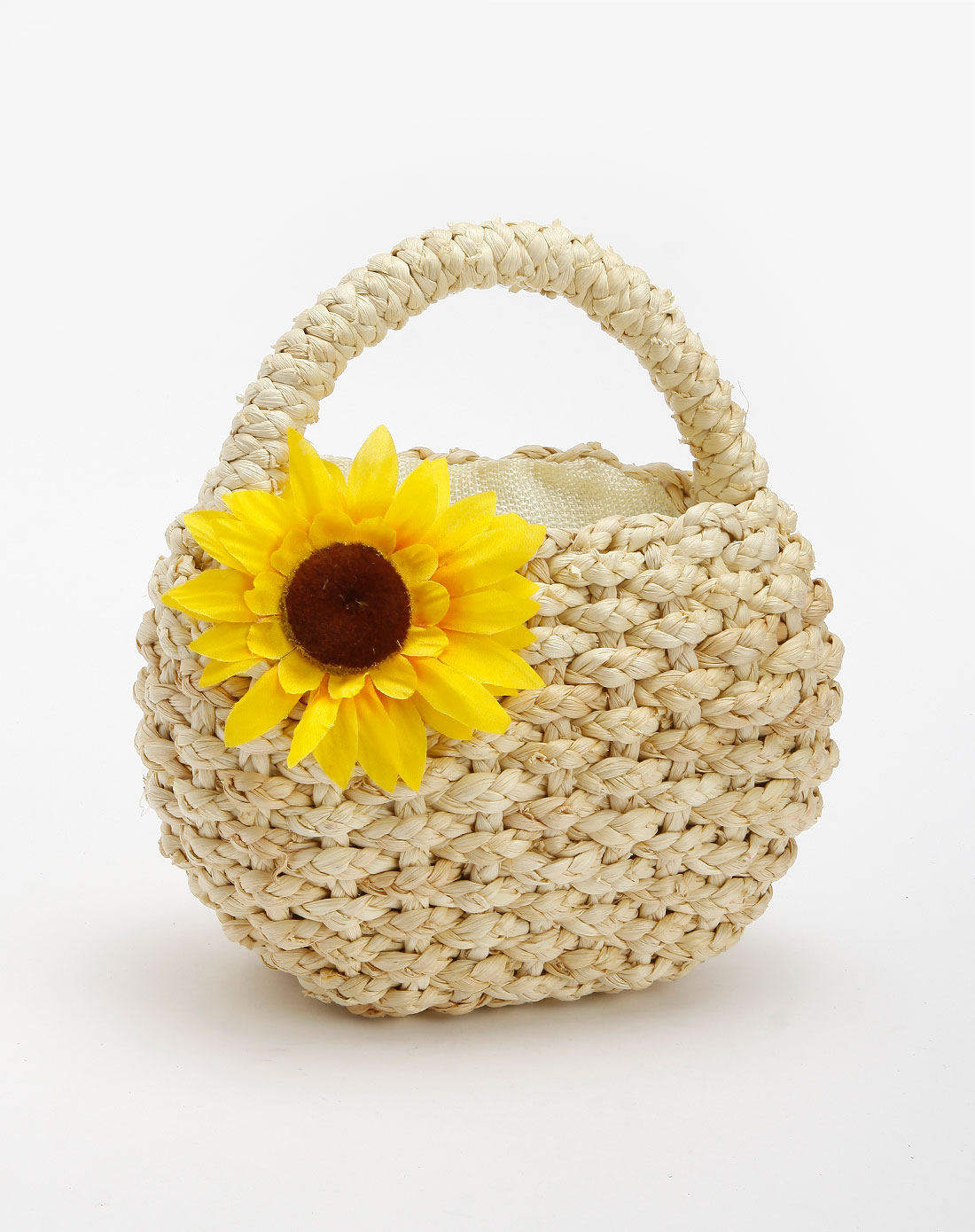 米色太阳花编织手提包