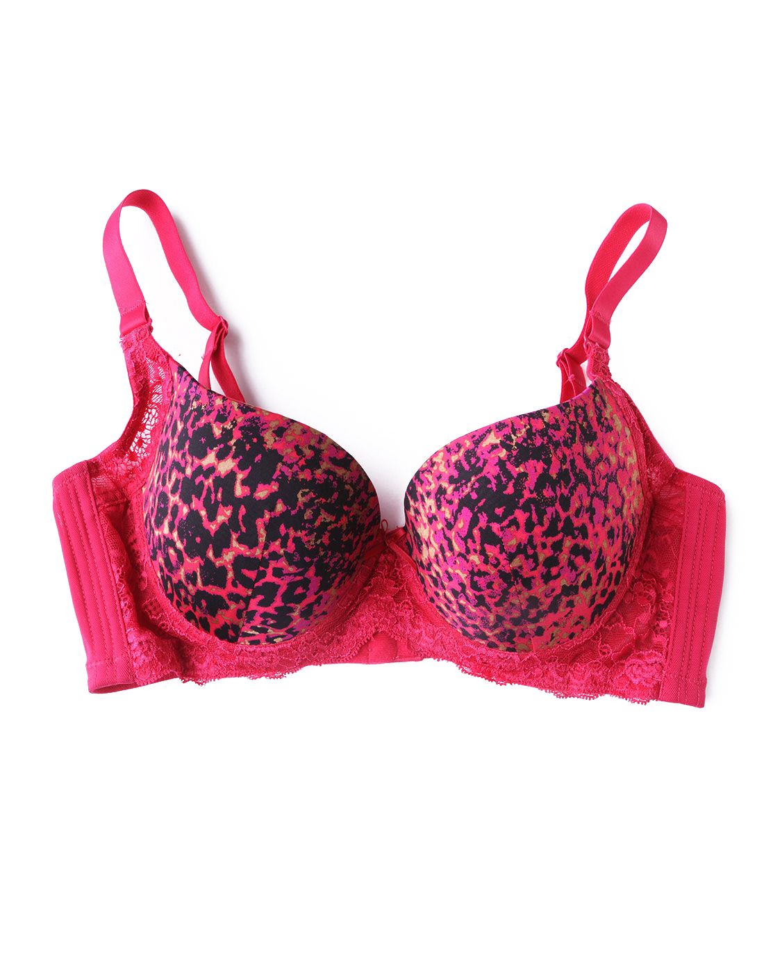 女黑红豹纹薄款调整型防外扩文胸