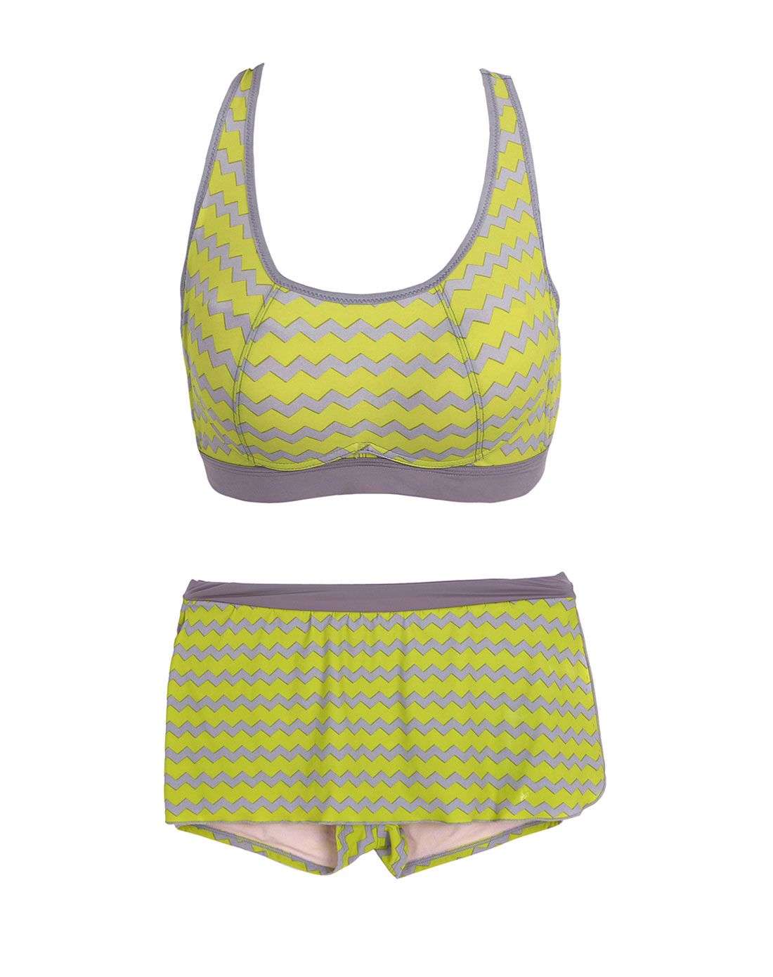 hsia遐内衣专场女黄绿波纹无钢圈背心式泳衣套装sp0002ga7_唯品会