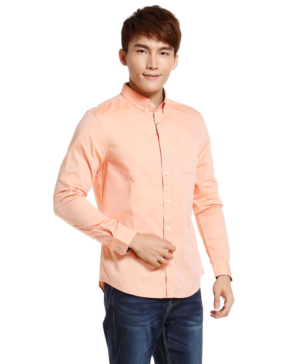 浅橘色都市时尚帅气长袖衬衫