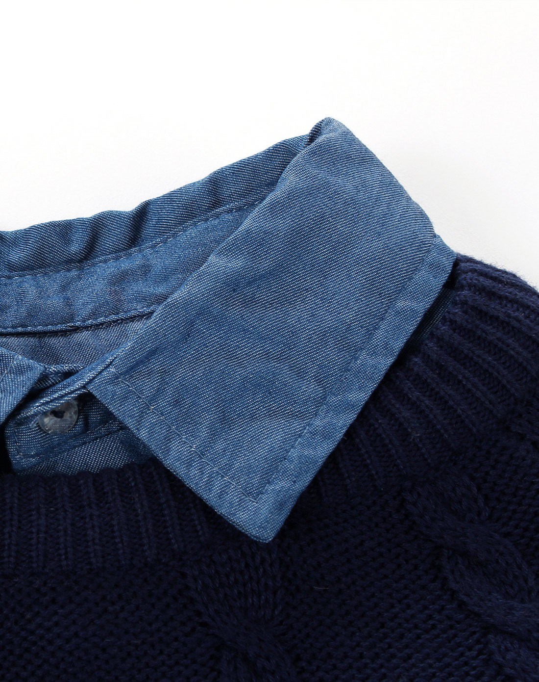 男童藏青色长袖线衫