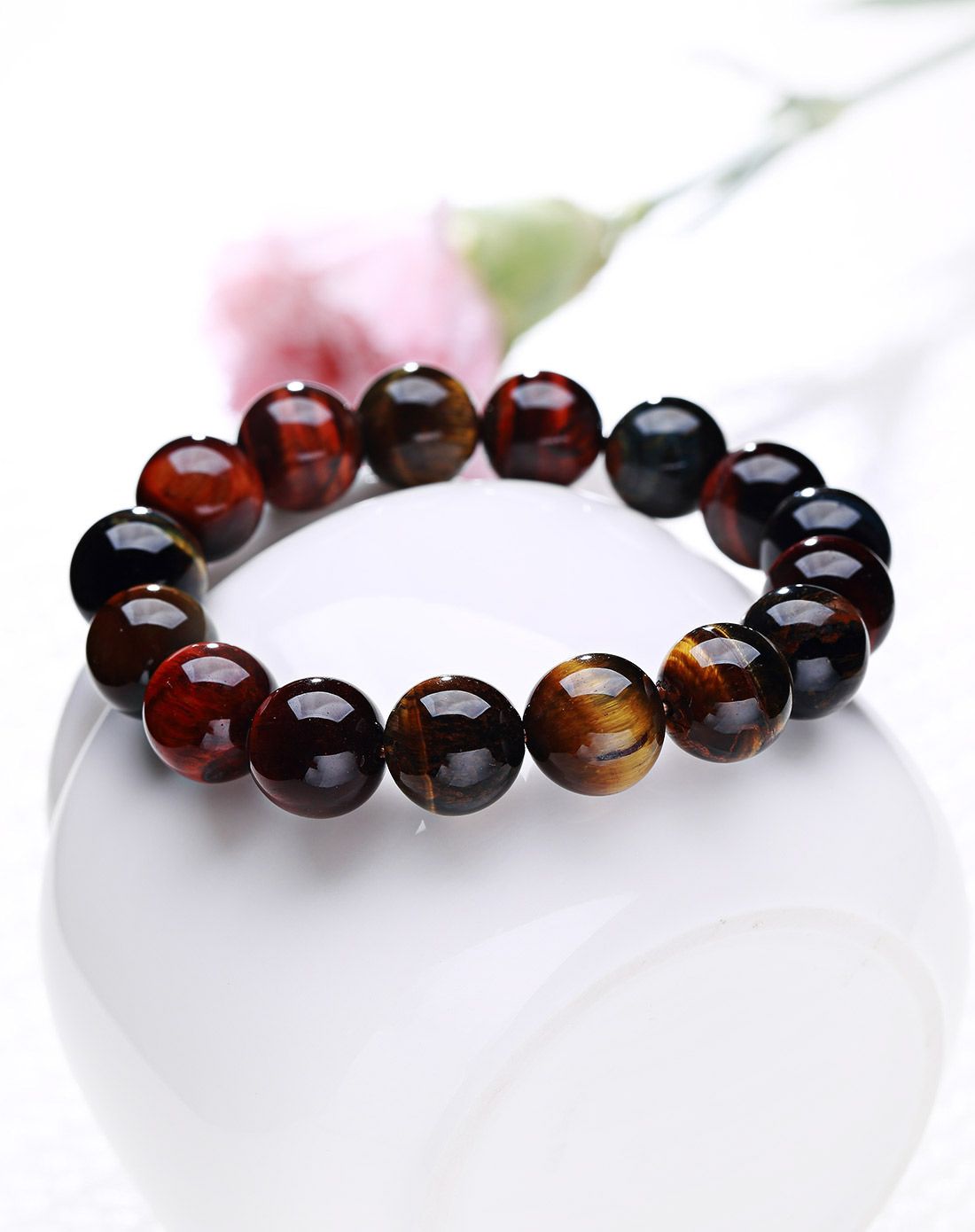 财运亨通天然彩虎眼手链 12mm