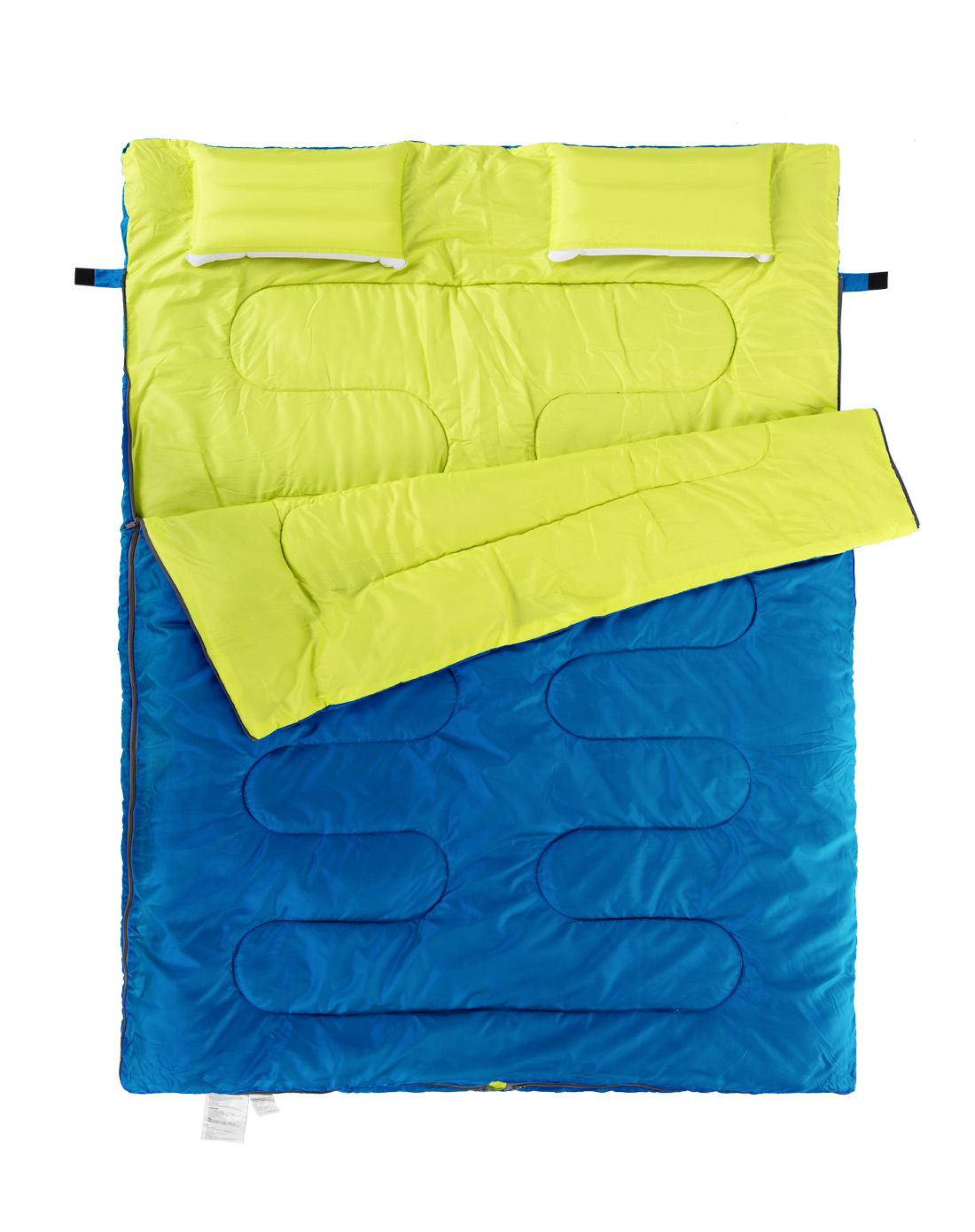 双人大空间 中性靛蓝色双人睡袋 上下双开带枕