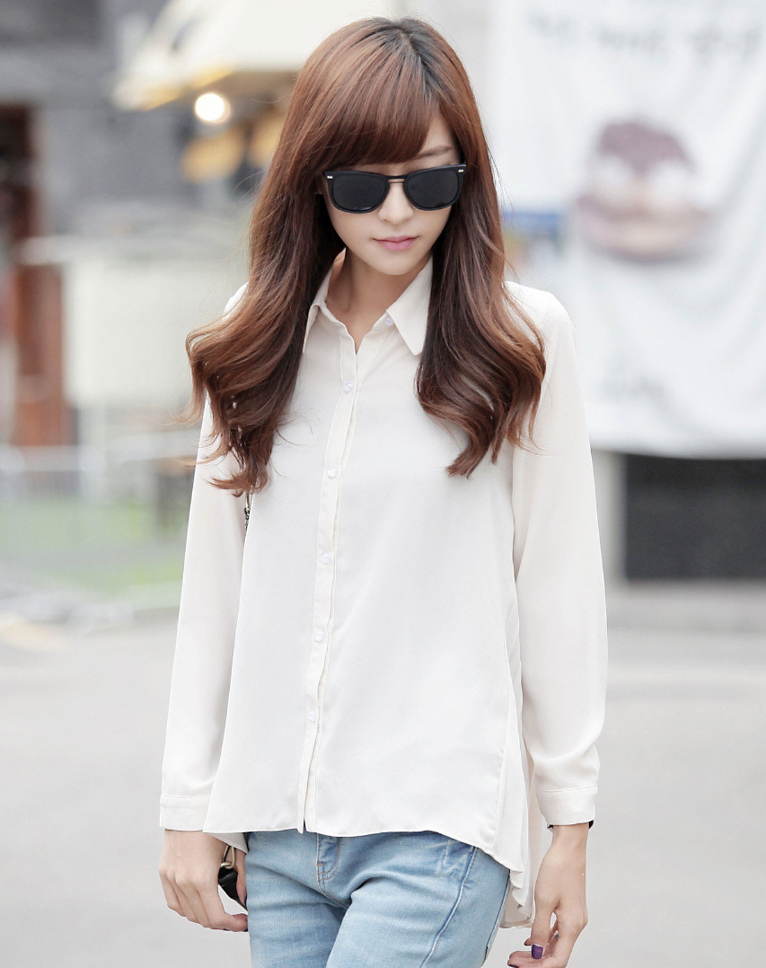 女款米色雪纺衬衫