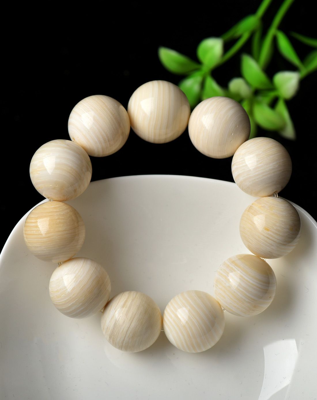 20mm精品天然象牙纹老砗磲手串(附证书)