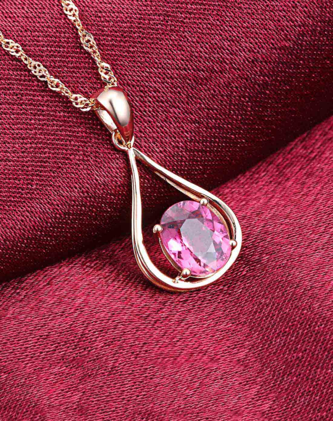 18k玫瑰金碧玺吊坠