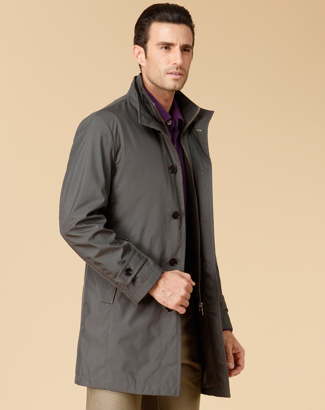 莱克代尔中灰色简约免烫抗皱风衣