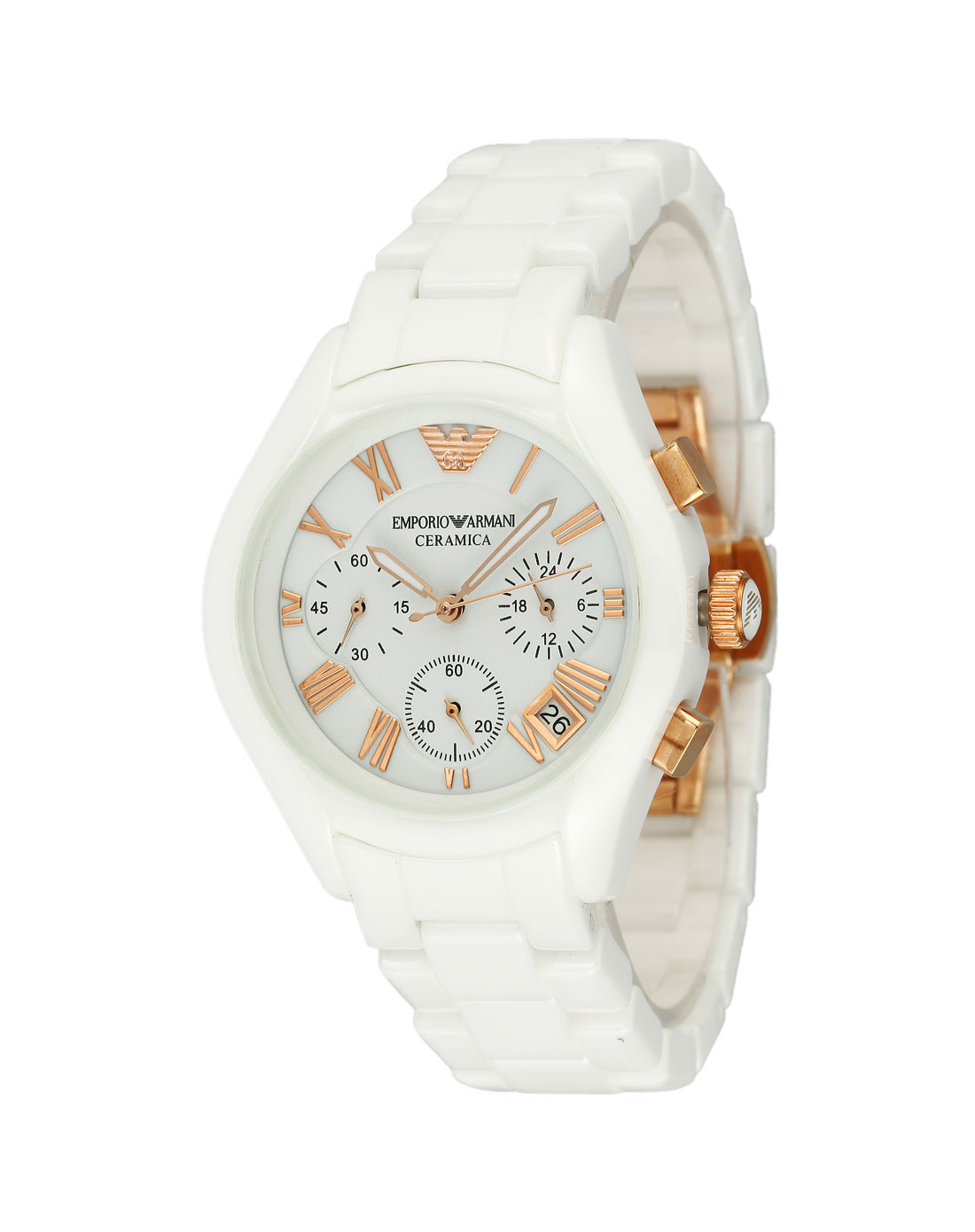 阿玛尼emporio armani-手表女款陶瓷白色玫瑰石英表ar1417_唯品会