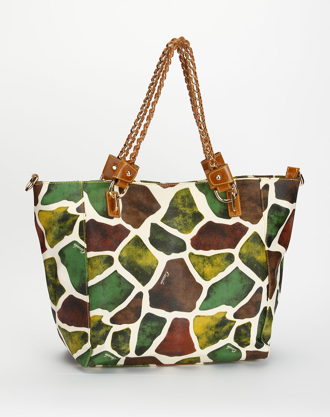 女款绿色时尚长颈鹿纹单肩包