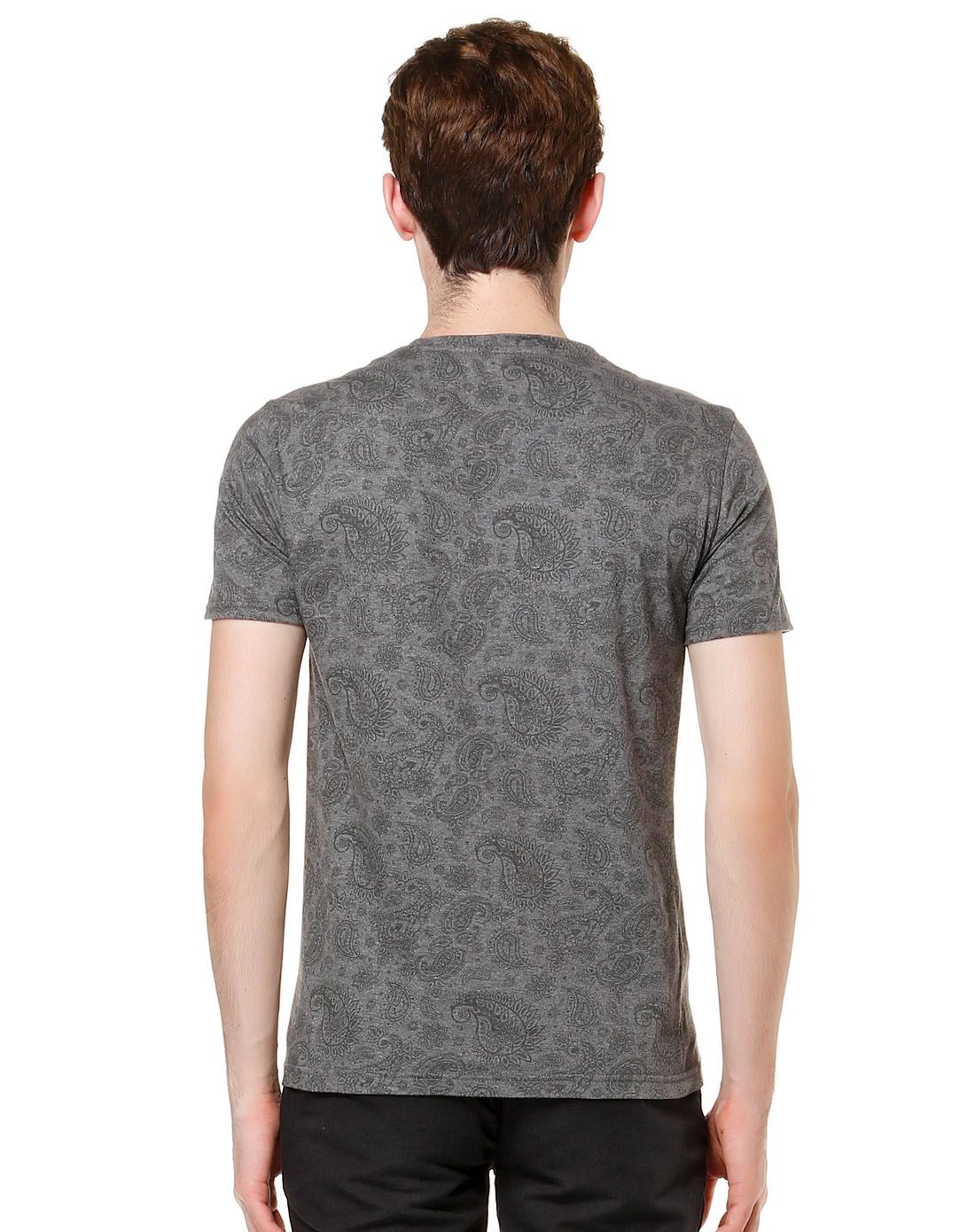 男款灰色暗纹印花短袖t恤