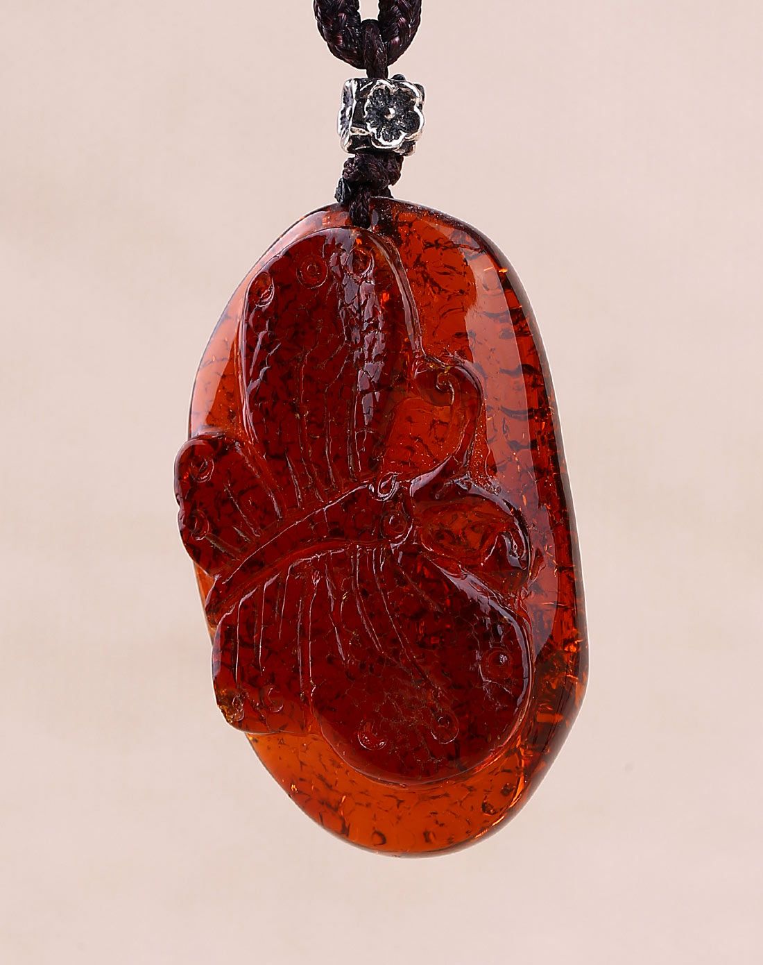 【新品】长寿无疆天然血珀项链附证书