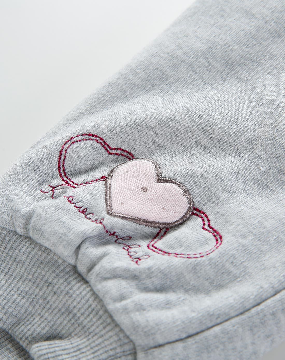 女童淡洋红色针织薄棉套装