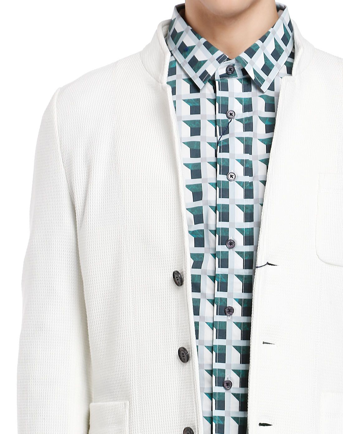 马克华菲mark fairwhale 新绅士白色斯文多袋长袖外套8141512001003