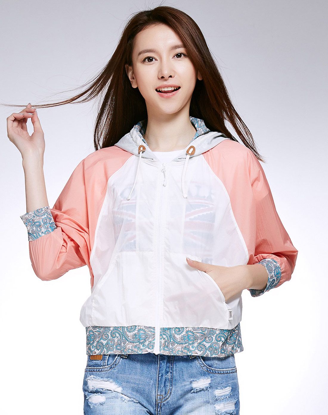 轻薄透气防晒 女款白色皮肤衣 时尚百搭