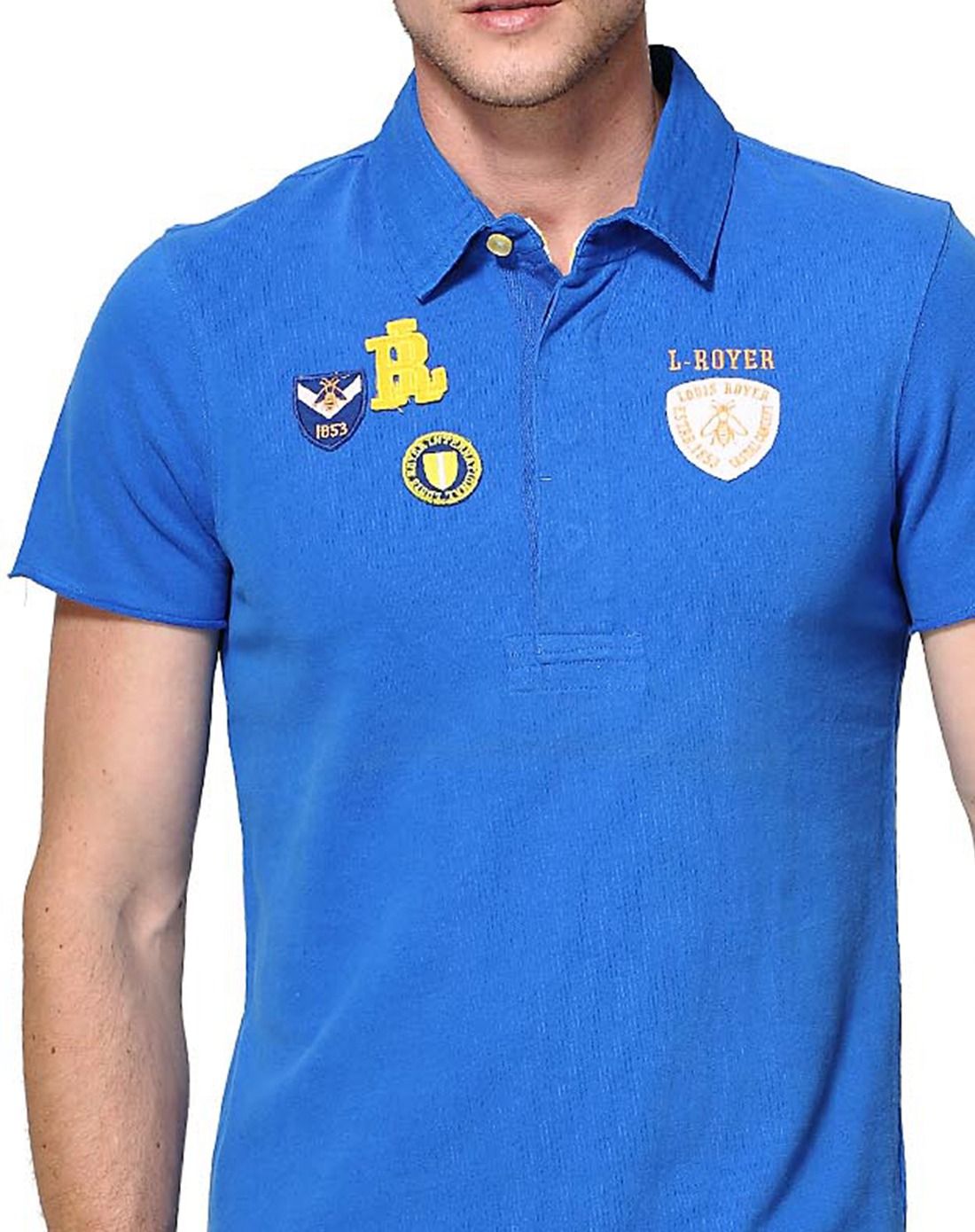 利蜂louis royer男装移动端专场蓝色简约大气男士短袖polo衫llo