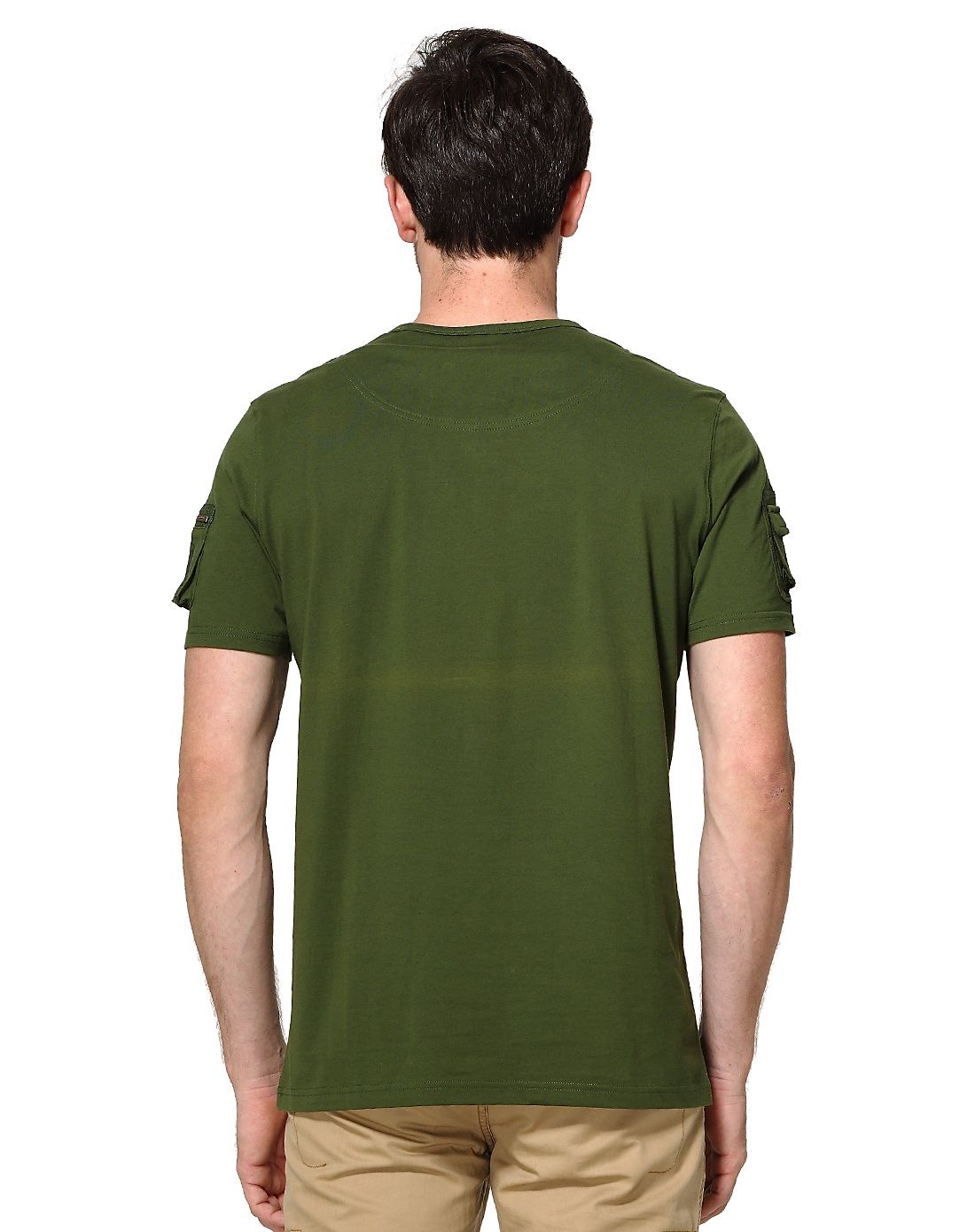 军绿纯棉圆领短袖t恤
