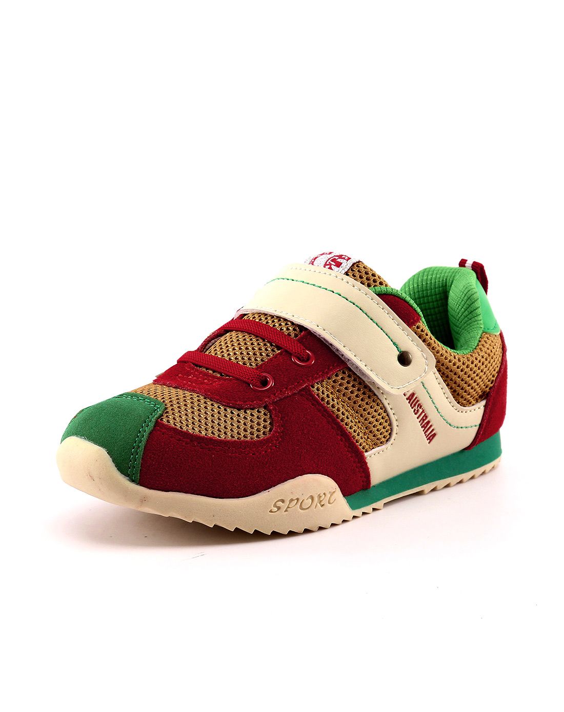 男童大红绿休闲鞋