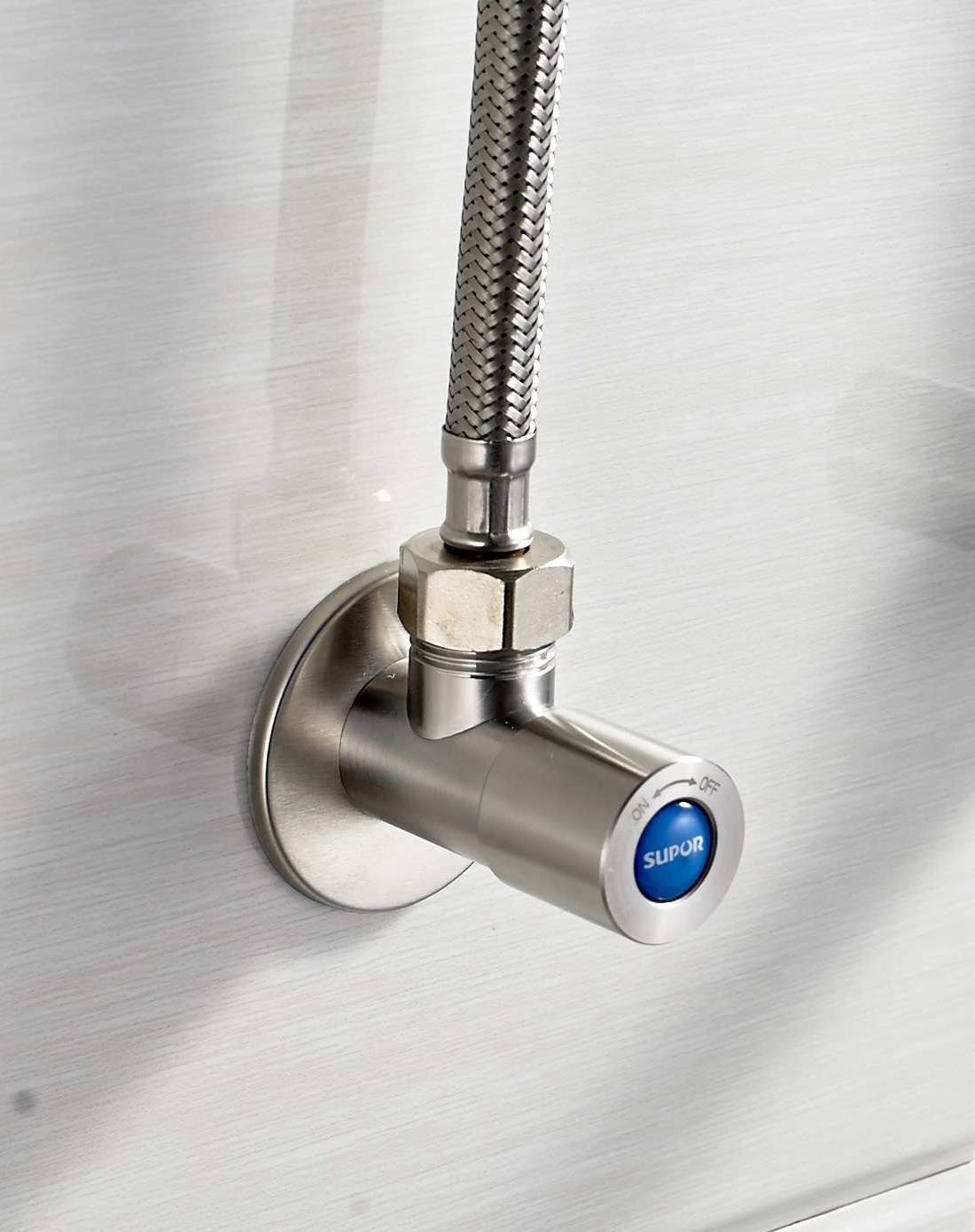 > 高端全304不锈钢三出水淋浴花洒 加送角阀