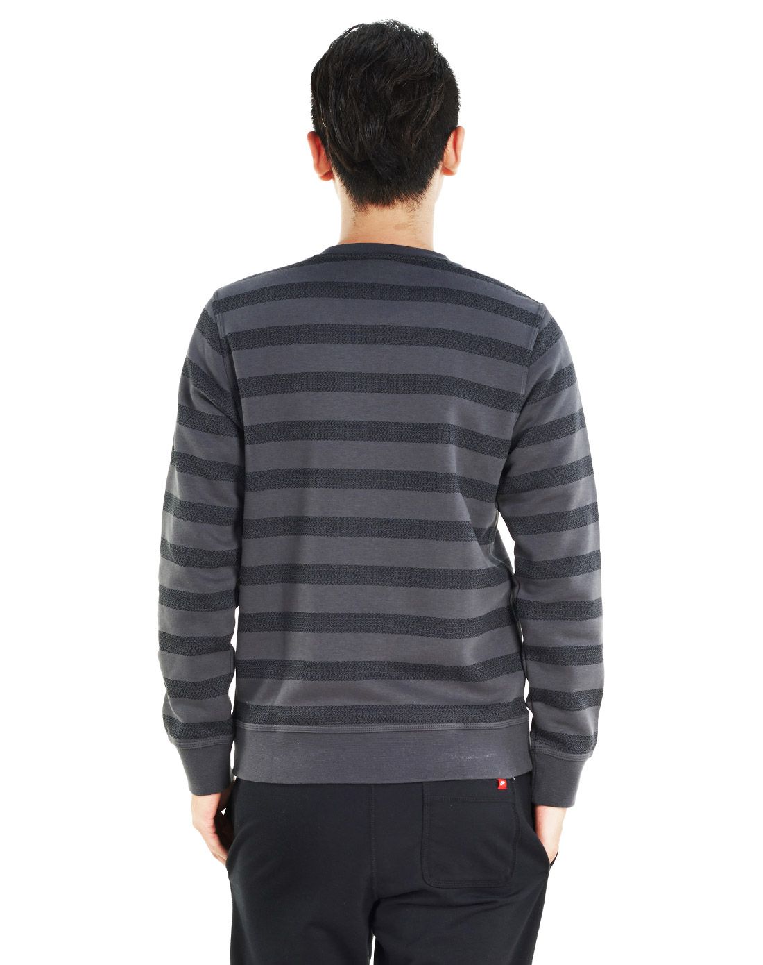 舒适纯棉 男款灰黑条纹套衫