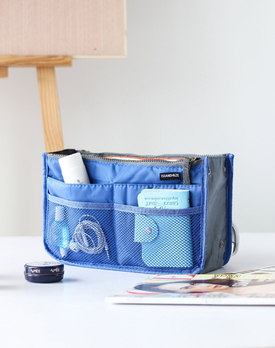 方便携带 女款宝蓝色收纳包 旅行必备