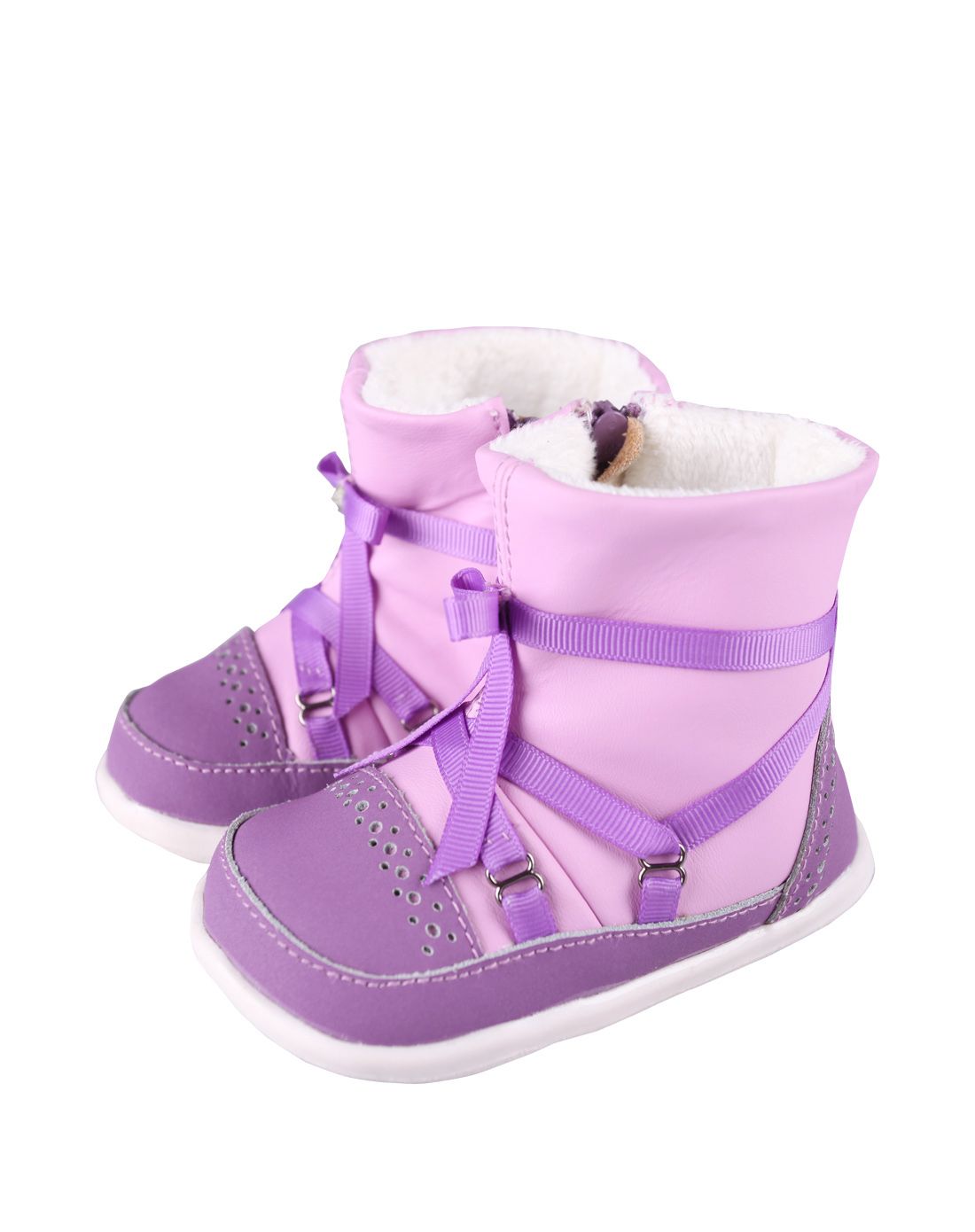 女童紫色皮靴