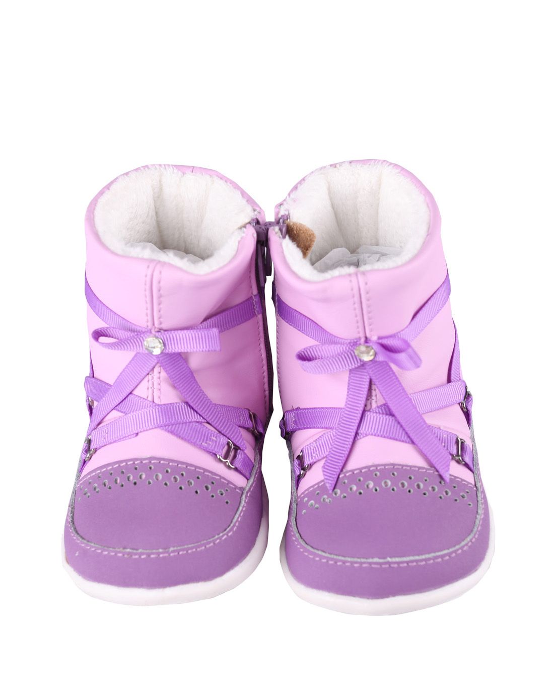 女童紫色皮靴