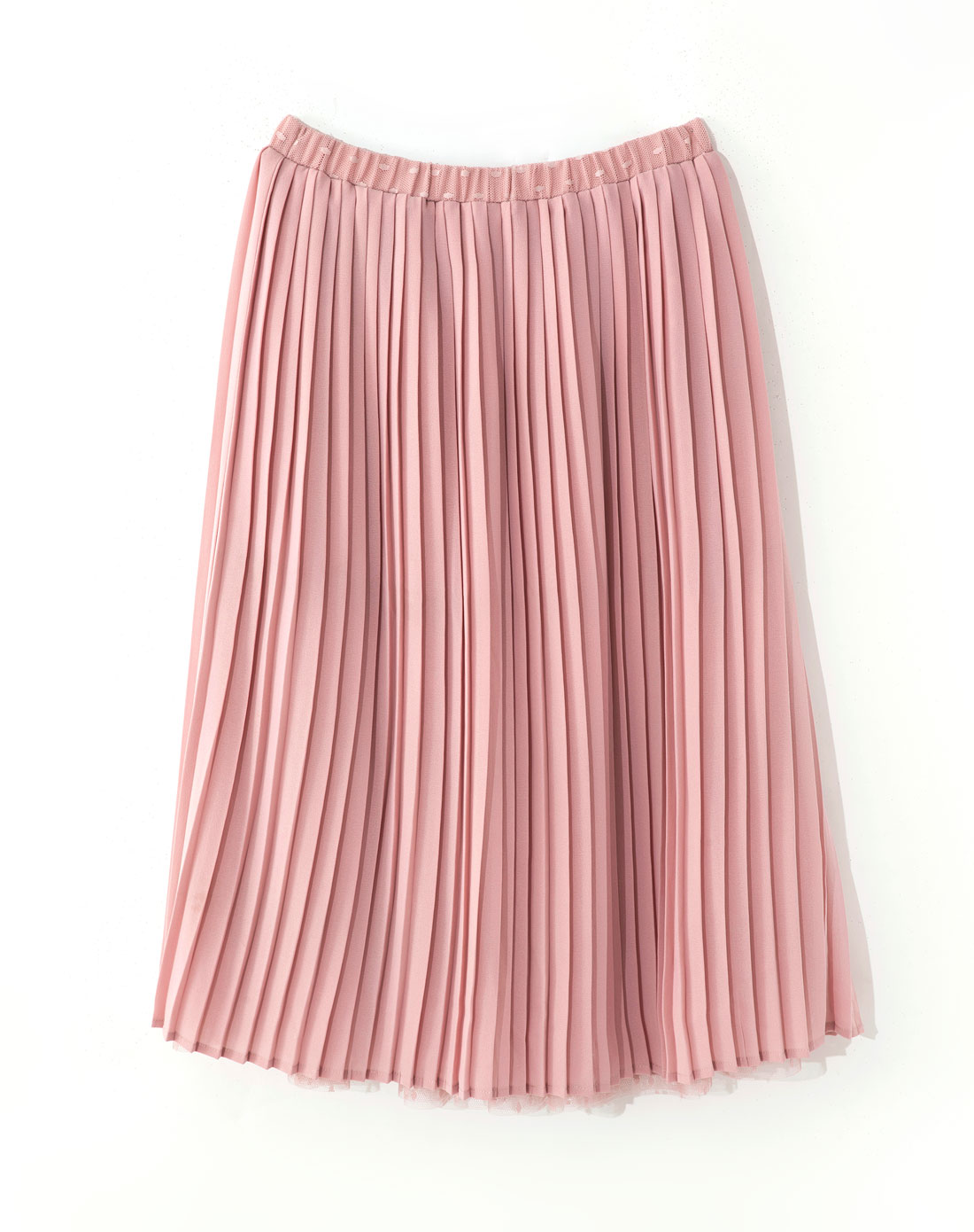 粉红色双面穿百褶长裙