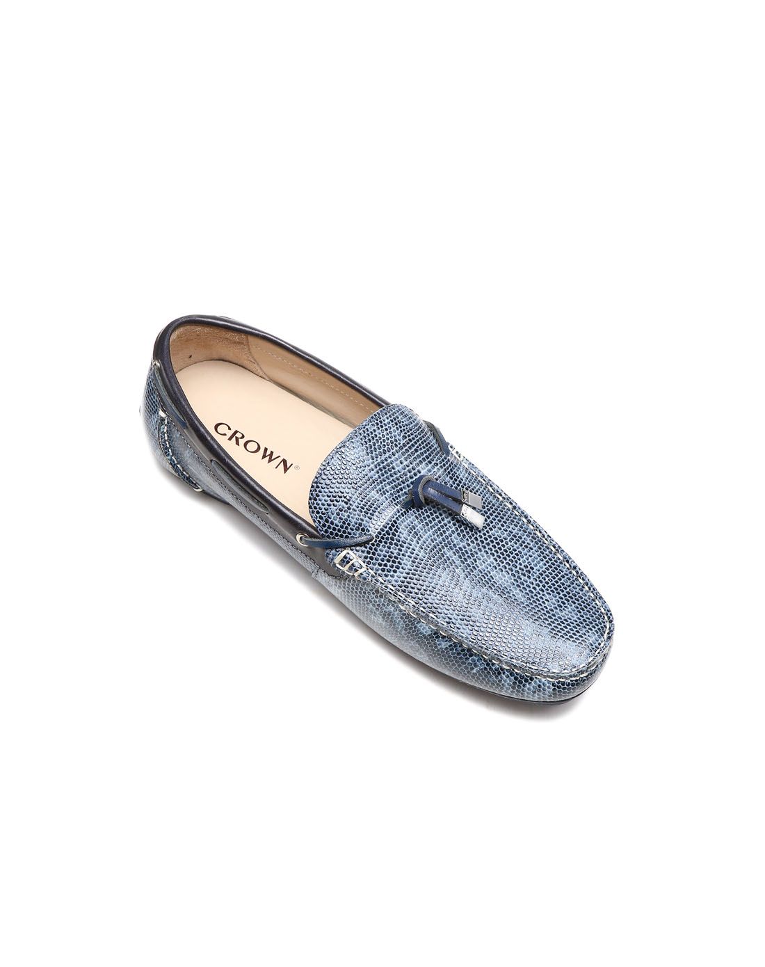 皇冠crown蓝色牛皮生活休闲单鞋41160013_唯品会