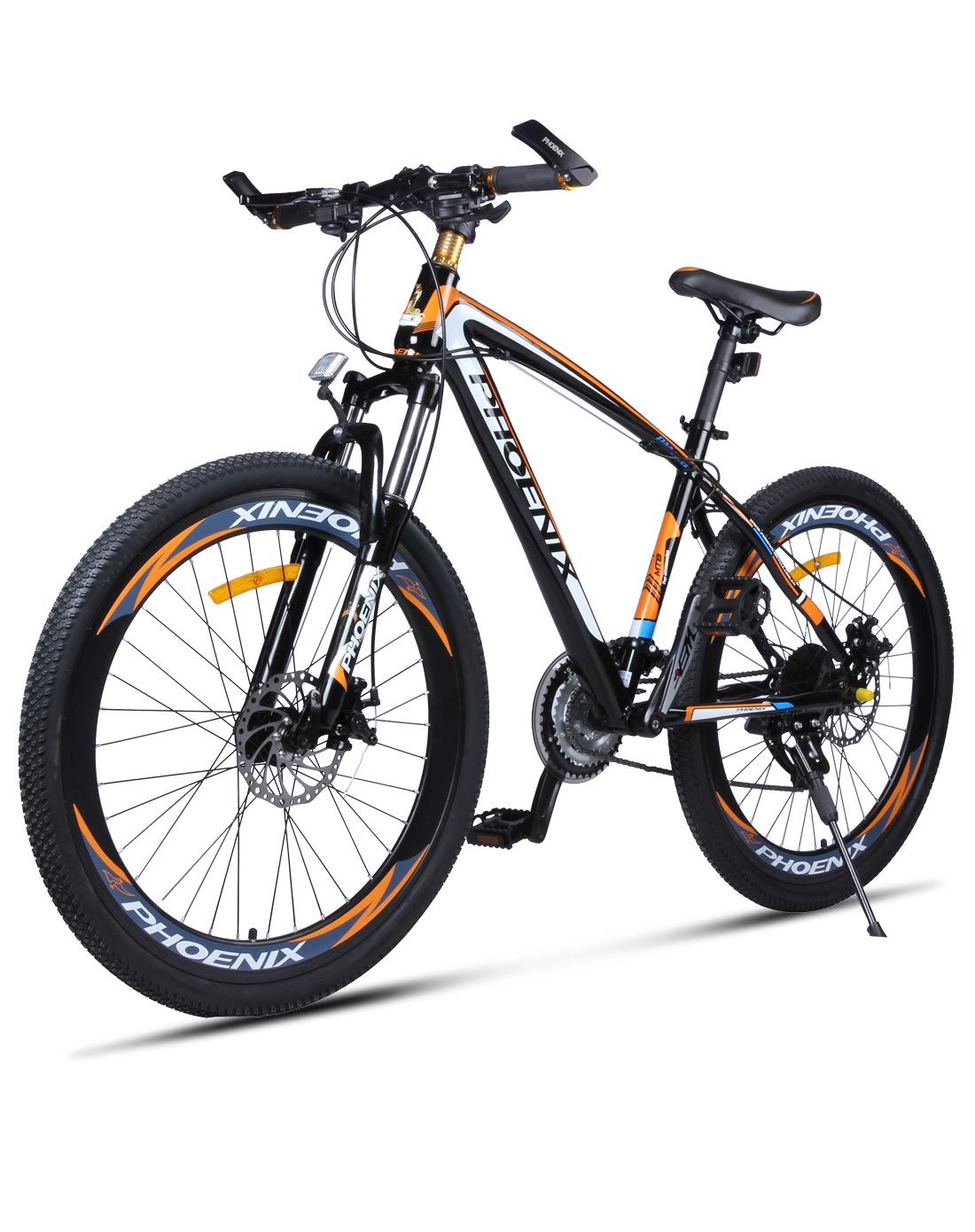 凤凰 中性款黑橙26寸高刀破风山地车 24速双碟刹