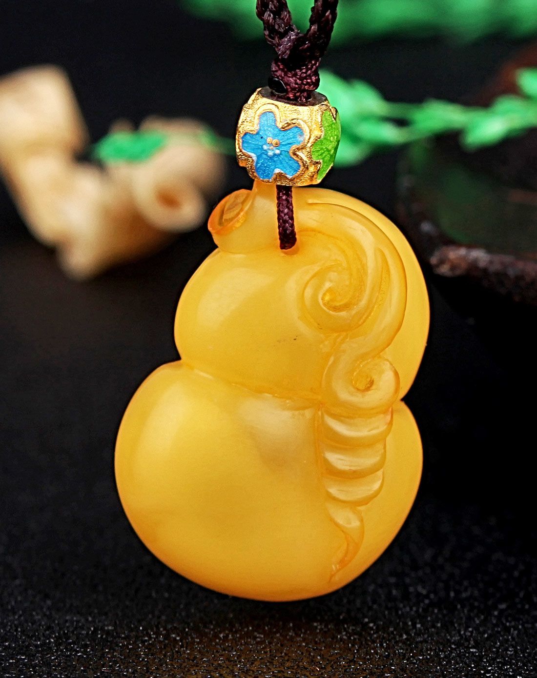 福禄寿 葫芦 天然琥珀蜜蜡吊坠