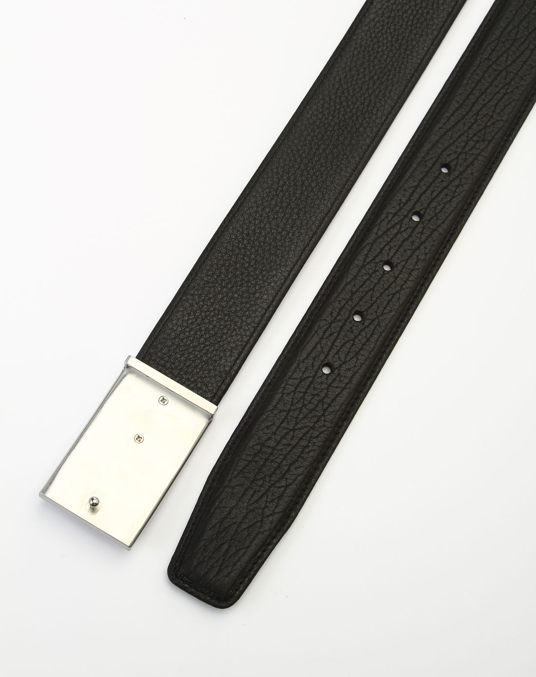 男款黑色简约压纹板扣皮带