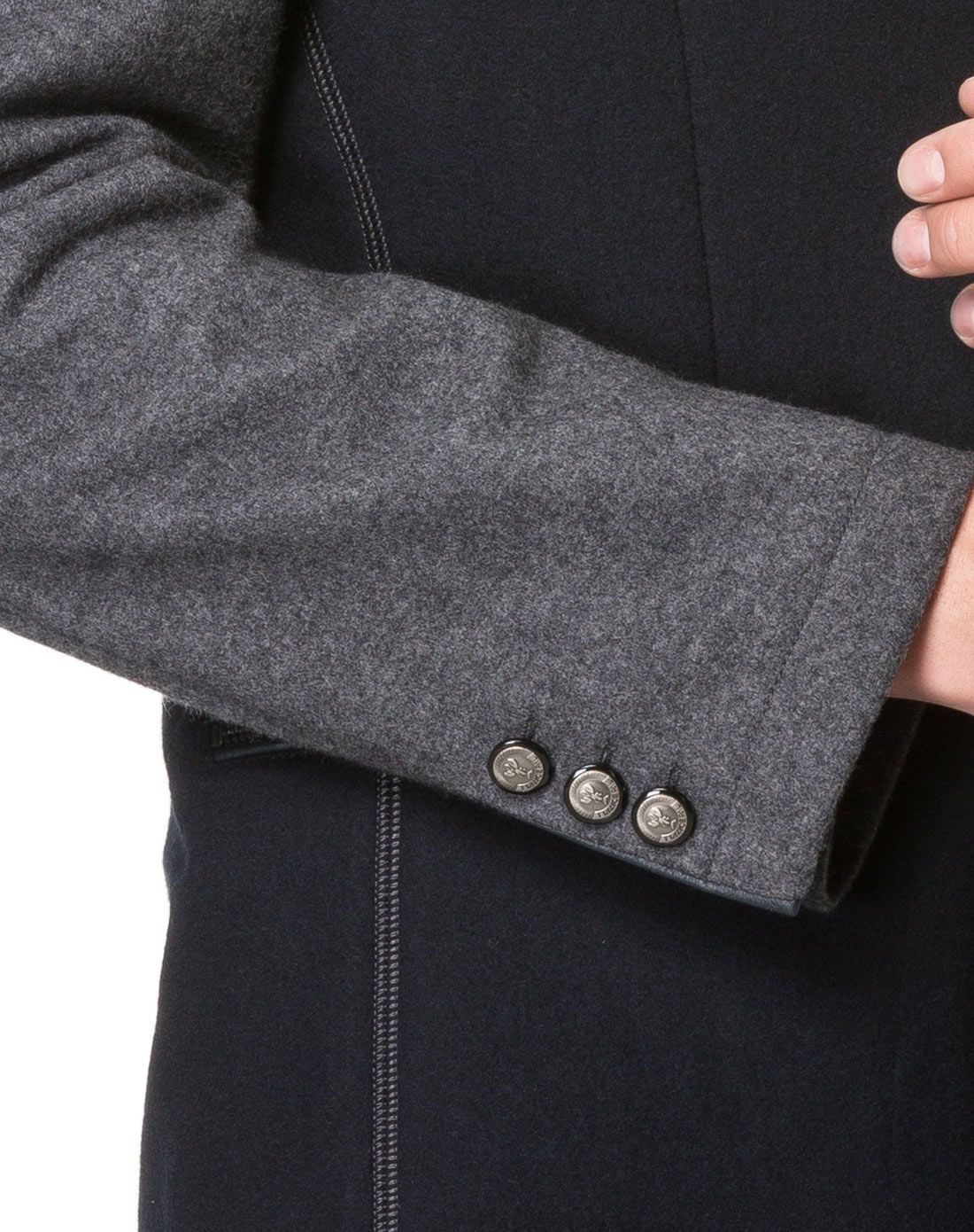 藏黑色/灰色拼接时尚西服外套
