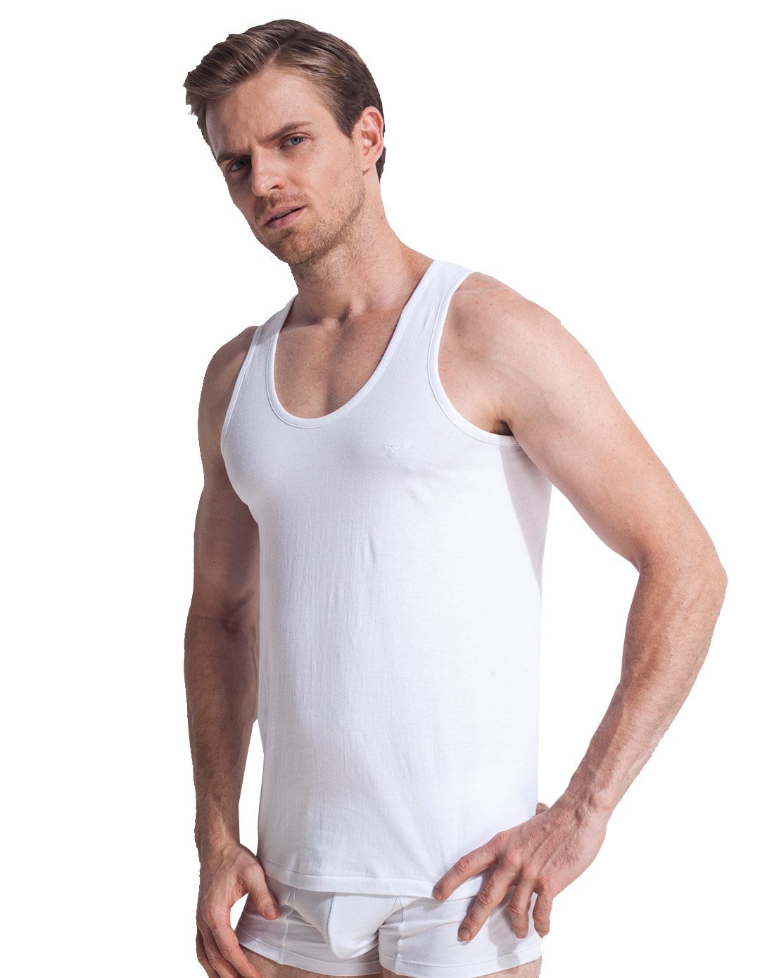 七匹狼septwolves男士内衣专场白色男士全棉背心1件装987011806_唯品