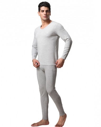 七匹狼septwolves男士内衣专场浅麻灰男士弹力棉v领内衣套装