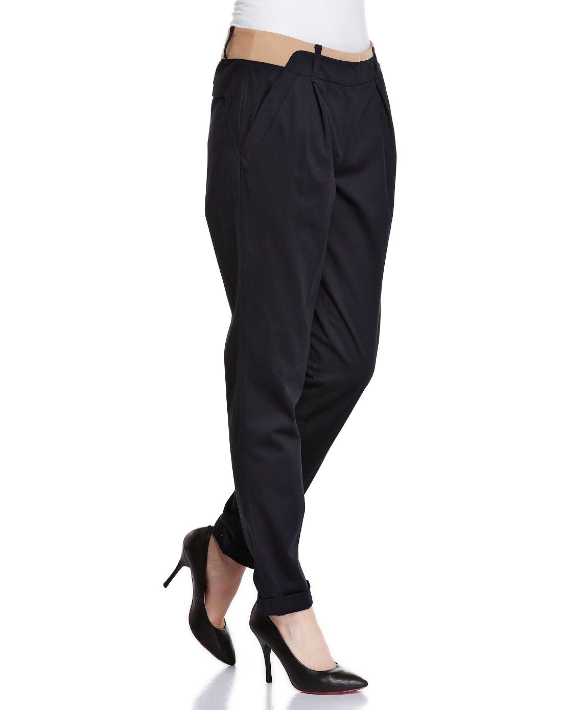 藏蓝色休闲舒适经典裤子