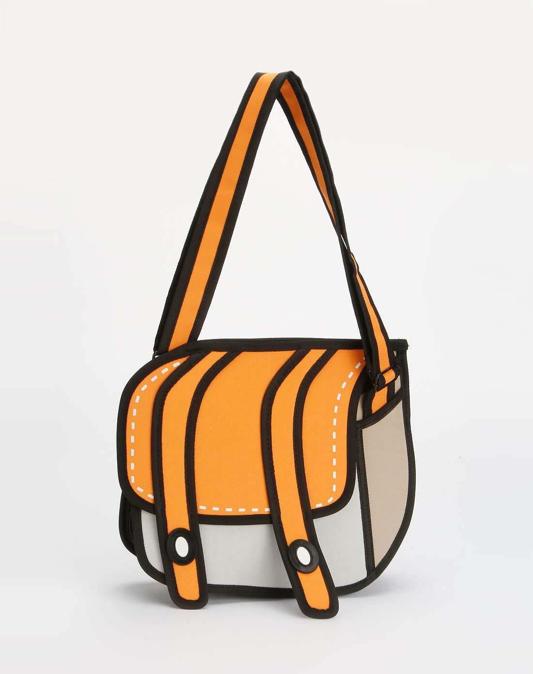 中性款橙色卡通漫画图案休闲斜挎包