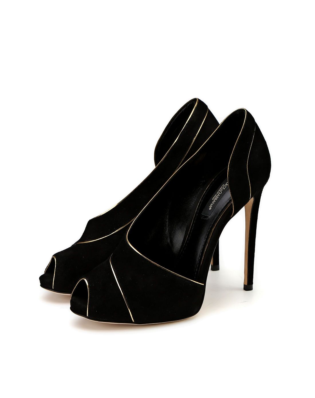 > dolce&gabbana女款黑色时尚侧空超高跟鱼嘴鞋