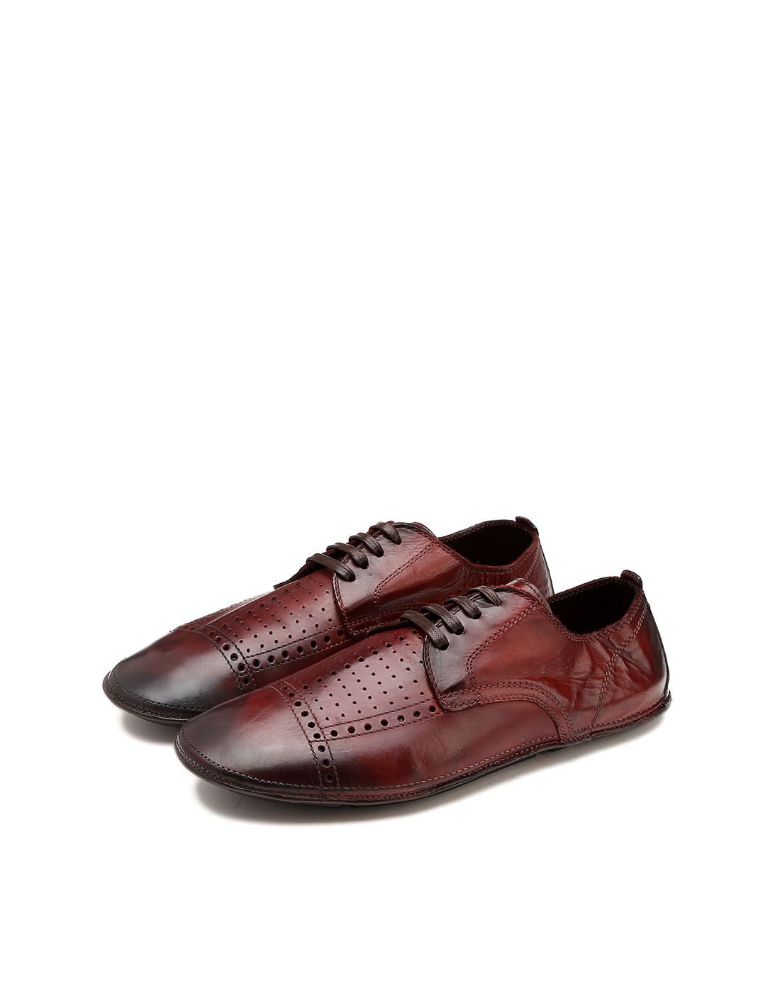 > dolce&gabbana男款红色冲孔系带时尚皮鞋