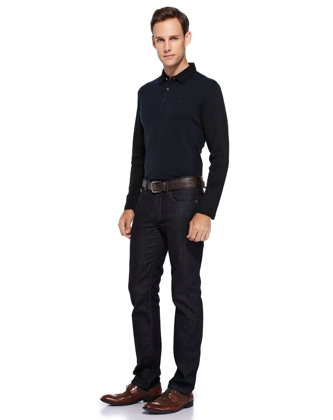 丹尼爱特daniel hechter男装专场 > 深蓝/黑色成熟魅力长袖翻领t恤