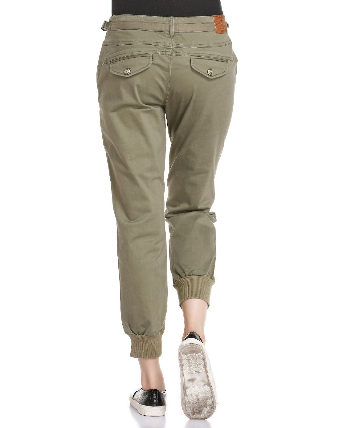 灰绿色休闲韩版裤子