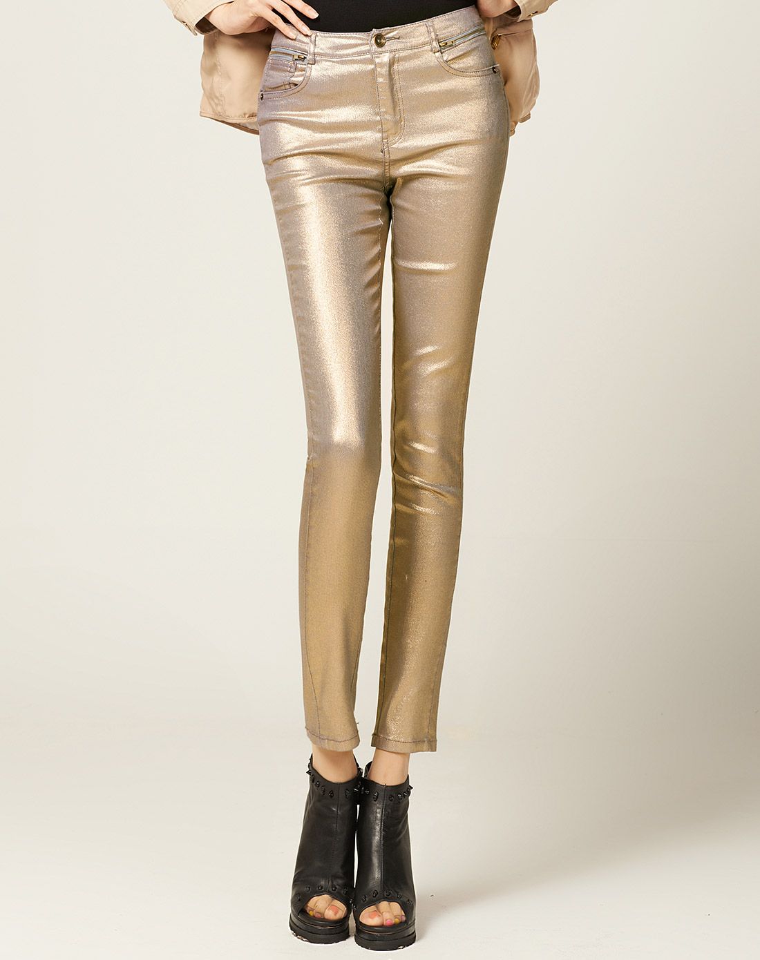 娅丽达yerad女裤专场紫金色时尚修身铅笔裤cc11cd0_唯品会