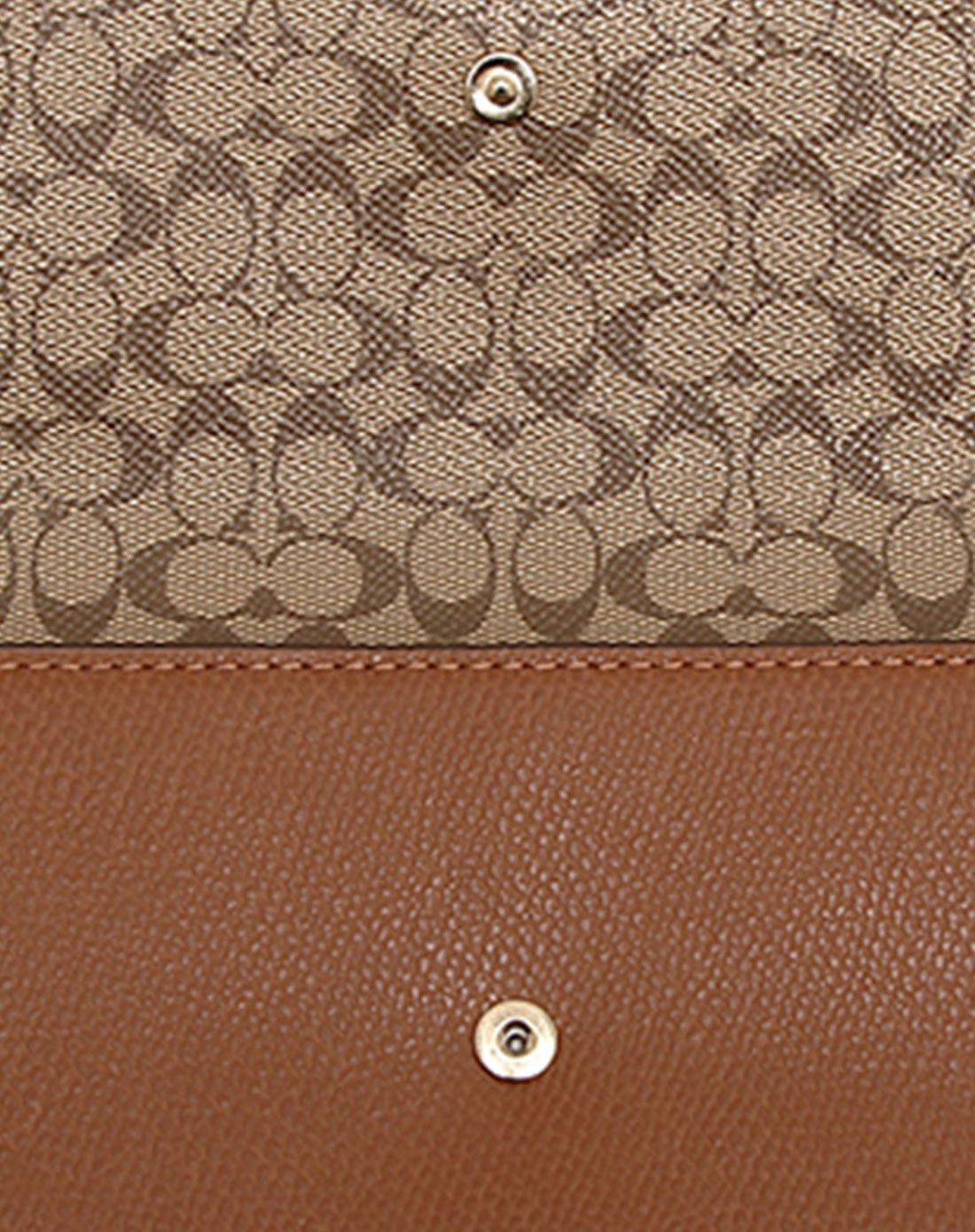 > coach女士纯皮浅棕色钱包