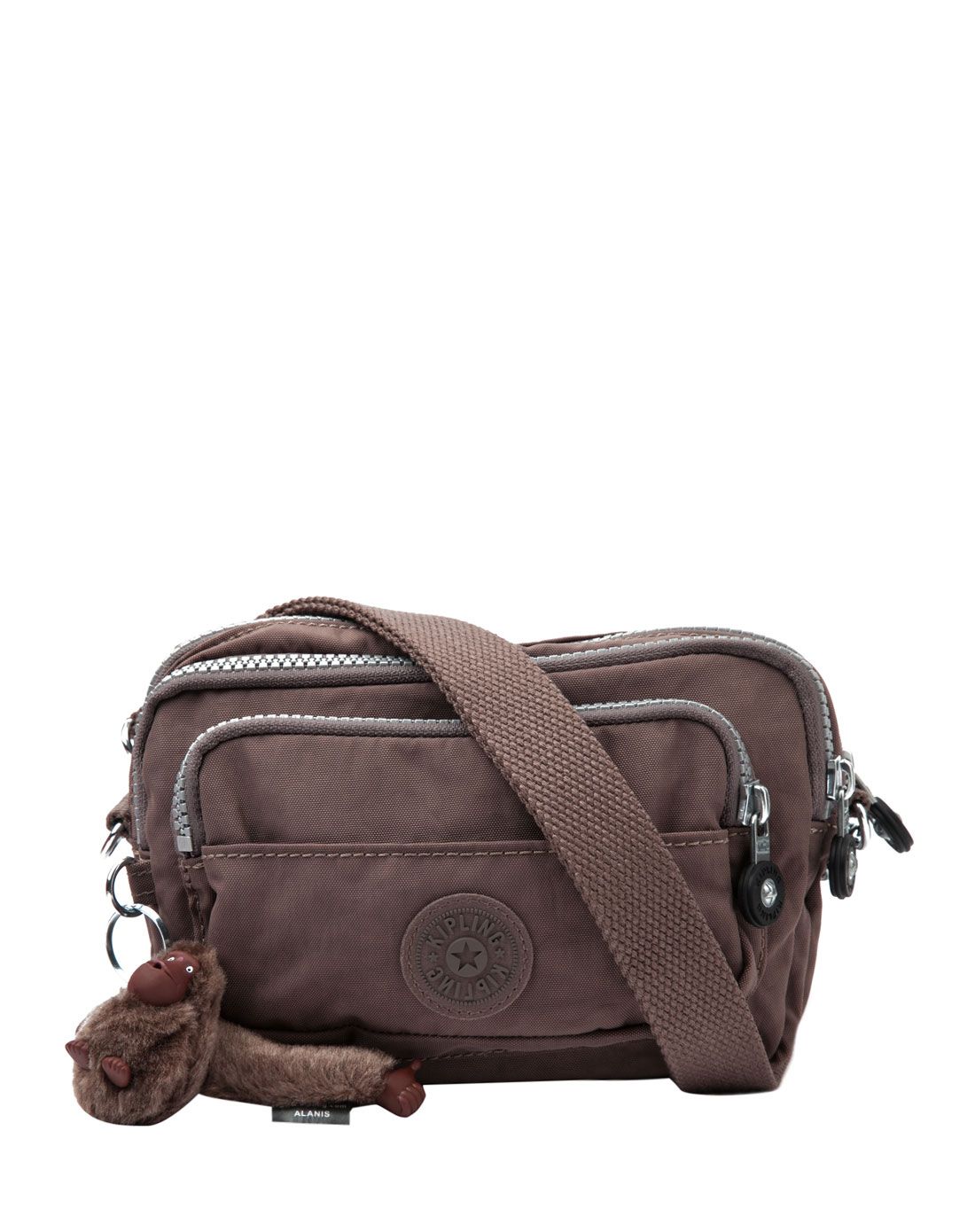 kipling女士猴子挂件多层拉链单肩包k13975757brwf_唯品会