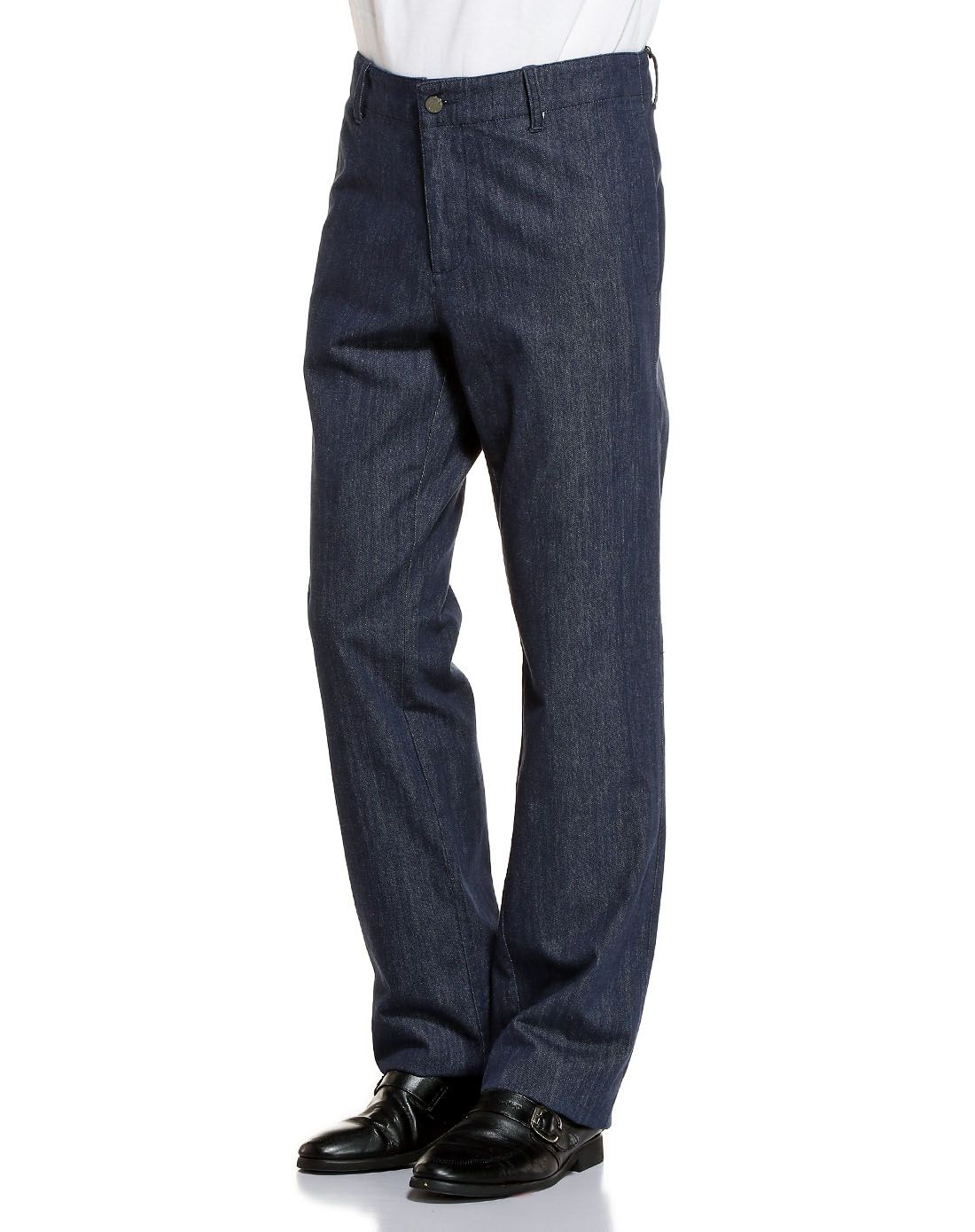 蓝色个性潮流中腰牛仔长裤