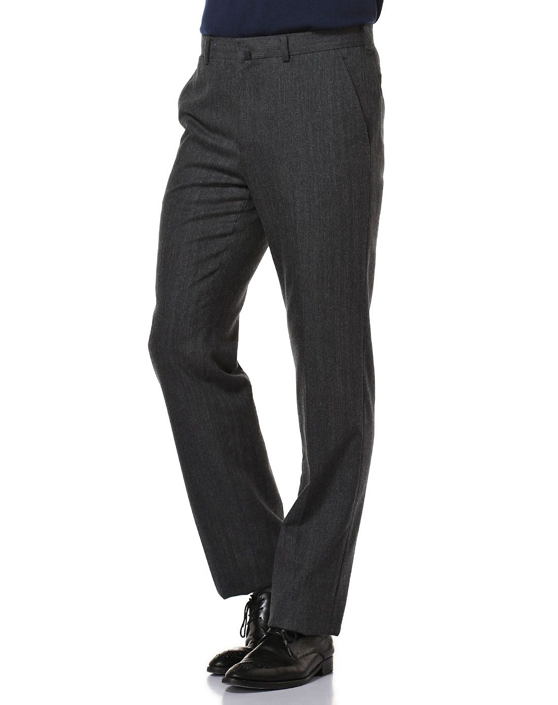 深灰色成熟简约长西裤