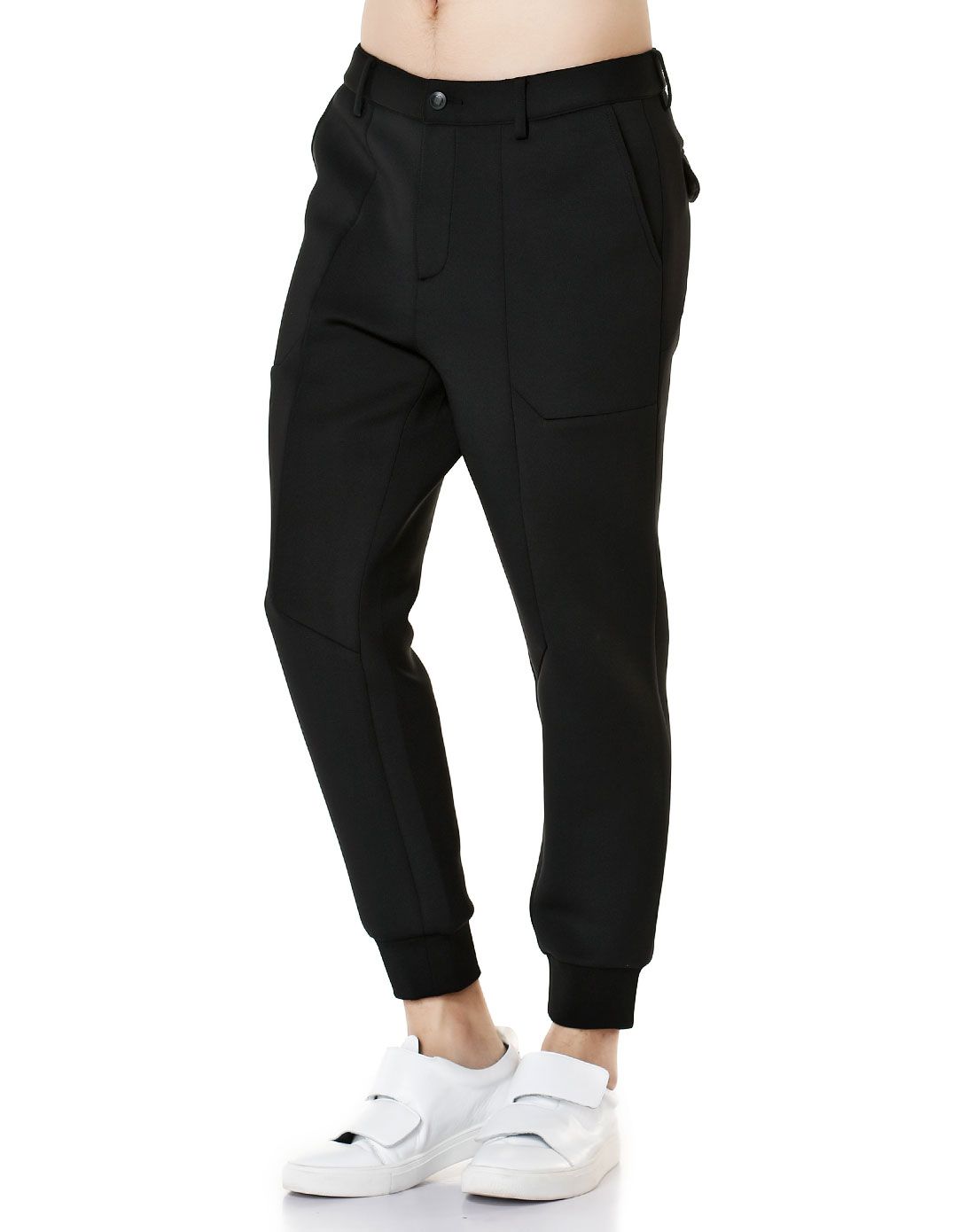 黑色潮流斜插袋休闲裤