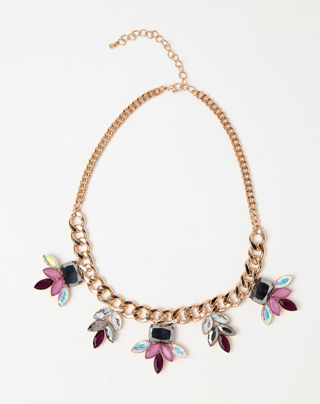 时尚彩钻花型项链