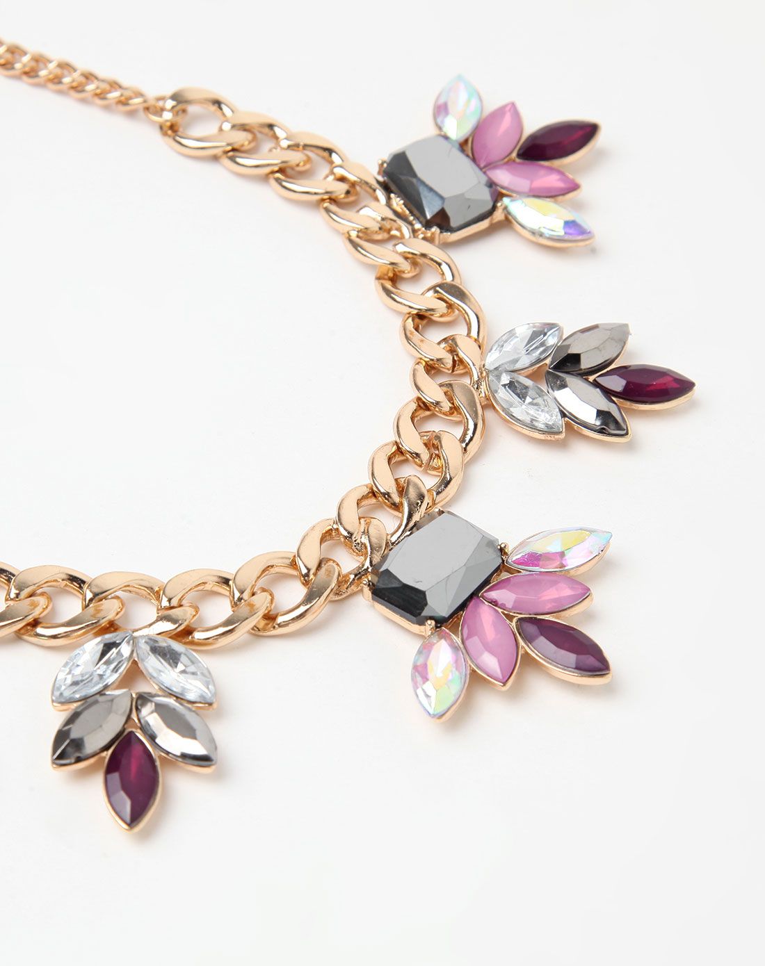 时尚彩钻花型项链