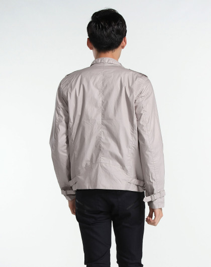 米灰色拉链长袖外套